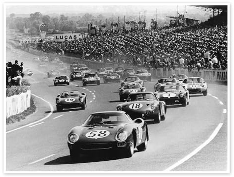 Posterlounge Start of the Le Mans 24 Hours, Frankreich, 1964 Poster | 70 x 50 cm Schwarz-Weiß Wandbilder Wanddeko