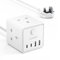 Extension Lead with 4 USB Slots and Switch, 3 Way (13A/3000W) Multi Plug Extension Cable with 2 USB C, UK Desktop Power Extension Cord with Multi Socket, 1.5M Extension Cable for Home Office Travel