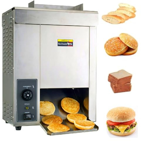 Wasd3Pods Tostadora De Pan De Hamburguesa Comercial,Máquina Vertical Eléctrica para Hornear Hamburguesas,1400PCS/H,50-300℃ Ajustable,Tostadora Automática,2000w