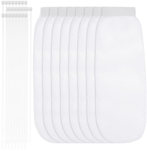 32Pcs Sturdy Lint Traps Kits for Washing Machine Hose, Includes 8 Nylon Washer Hose Lint Trap Mesh and 24 Cable Ties, Washer Lints Catcher for Home Sink Drain System Hoses Screen Filter (White)