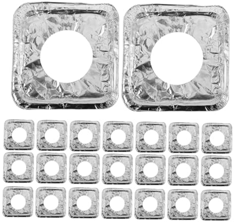 Aluminiumfolie Einweg 100 Gasherdbrennerabdeckungen aus Stück Ölbeständig | Verstellbare Größe, Hitzebeständig und Leicht zu Lagern, Silberne Küchenabdeckungen für Gasherde
