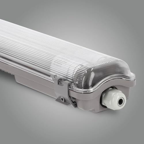 LED Universum Feuchtraum-Wannenleuchte 150cm IP65 mit zwei T8 LED-Röhren 46W 4760 Lumen neutralweiß 4000K flimmerfrei | Kellerleuchte Nassraumleuchte Feuchtraumleuchte L1576xB91xH56mm