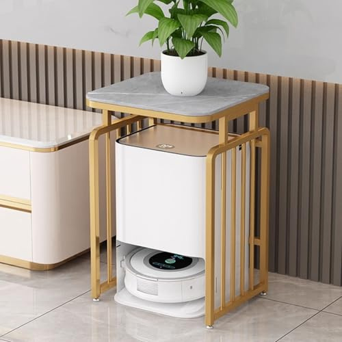 HARELA Staubroboter Regal mit Rollen, Roboter-Staubsauger Aufbewahrungsregal, Beistelltisch für Büro Zuhause, Einfaches Wasserwechseln(Gold B,50x65cm/19.7x25.6in)