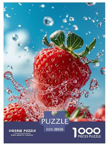 Erdbeere Puzzle 1000-teiliges Wasser Splashes Puzzles Impossible Geschicklichkeitsspiel 100% Recycelter Pappe Für Erwachsene Teenager 38x26cm/1000pcs