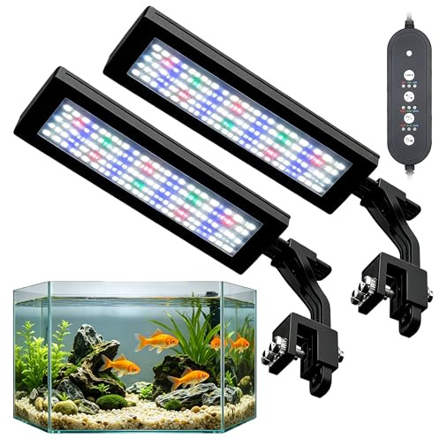 Zenselect 2 stuck 18W LED Aquarium Beleuchtung, 88 Aquarium Licht, 24/7 Lighting and DIY Mode Fish Tank LED Light mit 8 Farben und 10 Einstellbarer Helligkeit für Aquarien Wasserpflanzen und Fische