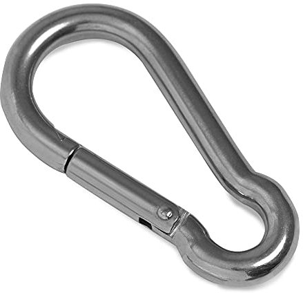 HEAVYTOOL Feuerwehr Karabinerhaken Edelstahl NIRO rostfrei (2 Stück) 50 x 5mm Tragfähigkeit/WLL: 45kg BS: 400kg Karabiner Feuerwehrkarabiner Feuerwehrkarabinerhaken Schnellverschluss
