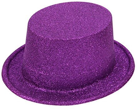 Alsino Glitzer Zylinder Show Hut, Lila - Der pfiffige Party Hut, Disco Glitzerhut, 80er Jahre Karneval - für Damen und Herren
