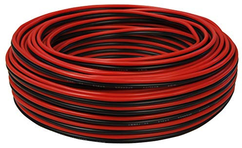 toolcity Cable de Altavoz (Zwilling Litz) 2 x 1,50 mm² (Box Cable/Cable de Audio) 30 m Rojo/Negro