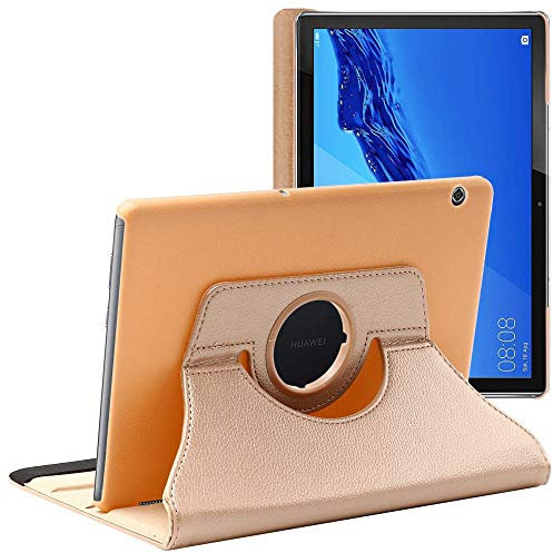 ebestStar - Funda para Huawei MediaPad T5 10.1, Carcasa Capa Giratoria, 360 Protectora, Cuero PU Soporte, Dorado