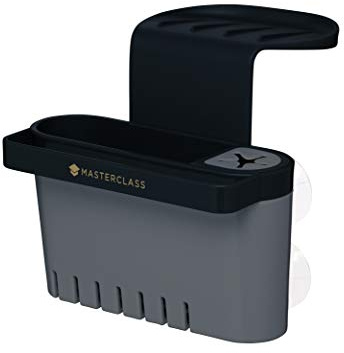 MasterClass Suction Sink Tidy, Plastic, Black / Grey, Adjustable Size
