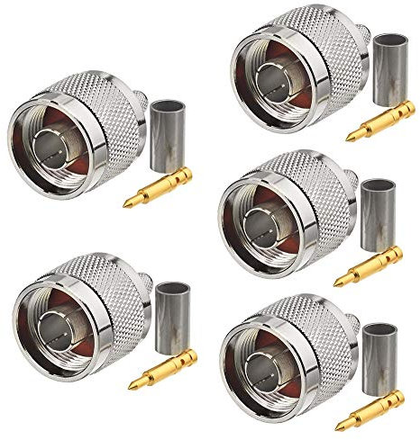 Eightwood N Stecker N Adapter Straight Crimp N Connector 5 Stücke für WLAN Antennekabel LMR195 RG58 RG400 RG142 4G DTV Industrieller 4G-Router WiFi Router MEHRWEG
