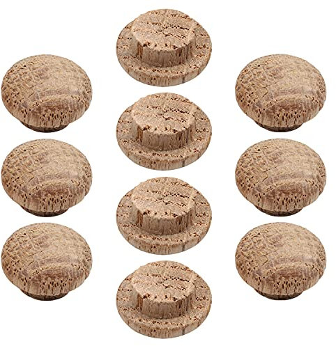MroMax Lot de 50 bouchons ronds en bois de chêne dur de 1 cm de diamètre pour trous de vis, travaux manuels, décoration de meubles, travail du bois