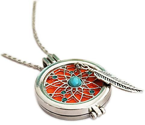 YAZILIND Aromatherapie ätherisches Öl Diffusor Anhänger Halsketten Traumfänger Baum des Lebens Runde Medaillons Anhänger Halskette Frauen Geburtstag Schmuck Geschenk für Mama (# 1)