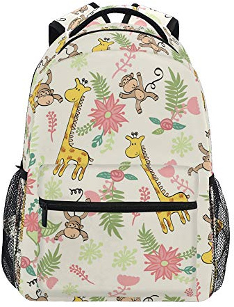 Children's Backpack, Schoolbag Monkey And Giraffe Large Capacity Students Bookbag Rucksack Knapsack for Boys Girls Adults Teen