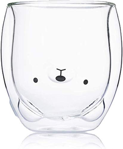 HwaGui Tasse à café en verre à double paroi - Personnalisable - 250 ml - Ours