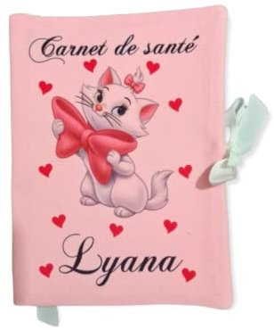 protège carnet de santé personnalisé marie aristochat - housse carnet de santé bébé - cadeau de naissance bébé fille - cadeau bébé personnalisable