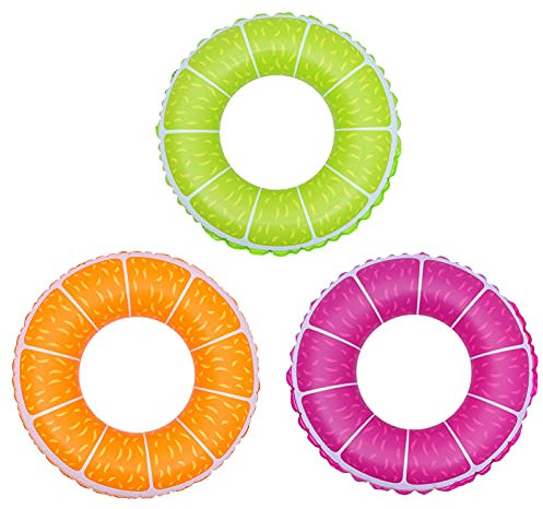 Tomaibaby Flotador de Goma Inflable para Natación de Frutas 3 Piezas de Anillos Flotantes de Diseño de Frutas Multicolor para Niños Tubo de Natación Redondo Juguetes de Piscina para
