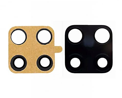 Lot de 2 protections en verre pour objectif d'appareil photo arrière avec autocollants de rechange compatibles avec Xiaomi Redmi Note 9 PRO/PRO MAX (Noir)