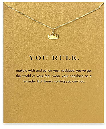 ZYAWP Freundschafts Halskette mit Anhänger in Form eines Krone, Kompasss, Goldfarben, mit Geschenkkarte, 18K Zinklegierung