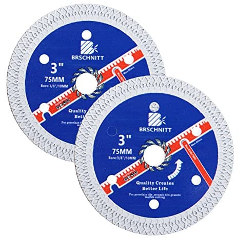 Diamant Trennscheibe Fliesenscheibe 75mm - 2 Stück BRSCHNITT Turbo Mesh Diamantklinge mit X Felgensegment für Hart Keramik Porzellan Fliesen Granit.