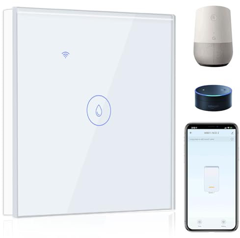 BSEED Interruptor del Calentador de Agua WiFi,Inteligente Interruptores con Pantalla Táctil Blanco,Compatible con Alexa, Google Home,Control de App y Función de Temporizador-Se Necesita Neutro