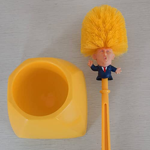 Donald Trump WC-Bürste – Neuheit Schüsselreiniger für Haushalt Badezimmer – lustiger Präsidentenkopf Reinigungsschrubber mit Halter Ständer & Aufbewahrung