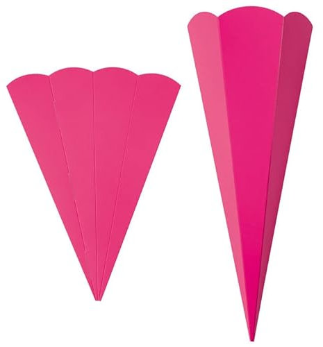 PAINT IT EASY NEU 5er Pack Geschwister-Schultüte Rohling mit Steckverschluß, Stabiler Karton 400g/qm, 6-eckig, 41 cm, Pink
