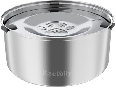 Kactoily 3L/101oz Large Capacity Dog Water Bowl Stainless Steel No Spill Dog Bowls Slow Drinking Dog Water Feeder Dispenser