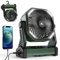 KITWLEMEN Ventilator mit Campinglampe, 20000mAh Tischventilator mit Haken, 270° Drehung, 4 Geschwindigkeiten, USB Ventilator für Camping Stromausfall Angeln Hurricane