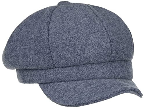 Lipodo Malona Classic Ballonmütze Damen - Schirmmütze mit Wolle - Damenmütze gefüttert mit 100% Baumwolle - Einfarbige Mütze mit gemusterten Innenfutter - Damencap Herbst/Winter blau M (57-58 cm)