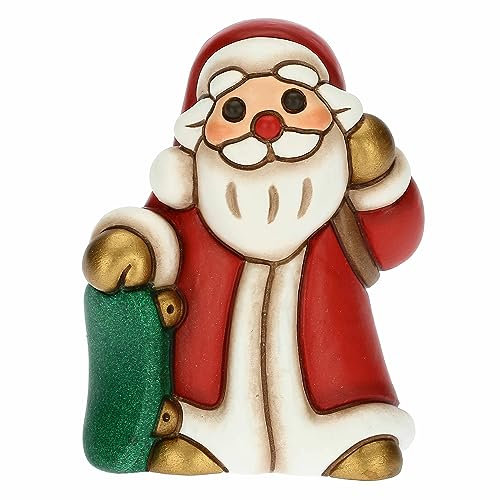 THUN, Babbo Natale Su Skateboard in Ceramica Decorata a Mano, Linea Desideri di Natale, Decorazioni Natale Casa, 6.1x5x8 cm h