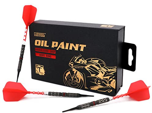 CUESOUL LENKERGRIFF 18 g Soft Tip 90% Tungsten Dart Set mit Ölfarbe und vereinheitlichendem ROST T19 Flight
