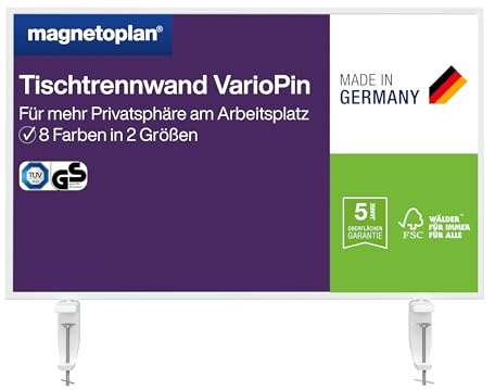 magnetoplan Tischtrennwand VarioPin, Filz Violett | BxH 800 x 500 mm | Akustik Trennwand + Schreibtisch Trennwand für Büro + Klassenzimmer | Ideal für Team-Arbeitsplätze + Open Space-Bürokonzepte
