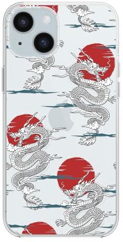 Blingy's Compatible for iPhone 15 Case, Fun Graphic Dragon Style with Sun Pattern Cool Animal Art Design Transparent Soft TPU Protective Clear Case 6.1 inch (Sun Dragon)