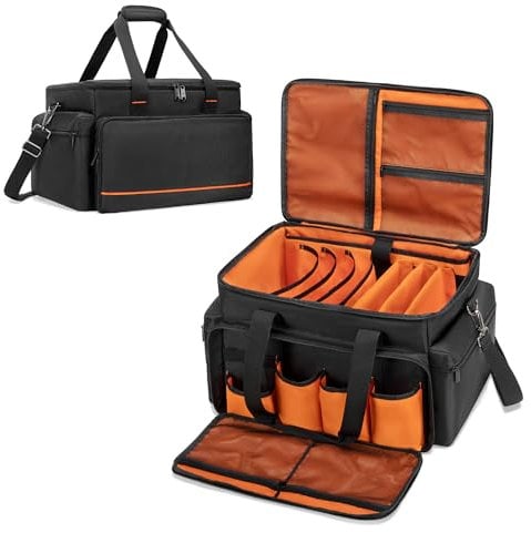 Trunab DJ Cable File Bag with Adjustable Dividers, 15.6'' Laptop Sleeve, Travel Musicians Gig Organizer Bag for DJ Gear, Music Equipment and Accessories.