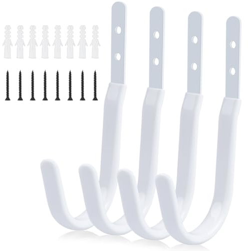 Gicare Garderobenhaken, Kleiderhaken zum Schrauben, Vinyl Beschichtet Wandhaken Weiß, Metall Jackenhaken, Handtuchhaken für Wand, Jackenhalter für Mäntel, Hut, Schals, Handtuch, Garderobe-4 Stück