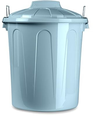 CABLEPELADO Cubo de Basura con tapa, Cubo basura Industrial, Cubo basura Plástico con asas metálicas, Contenedor residuos, 40 cm alto x 33 cm Diámetro superior, Capacidad 21 Litros, Azul claro