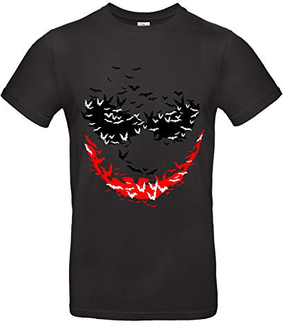 smilo & bron Herren T-Shirt mit Motiv Psychobats Bedruckt Schwarz Black XL