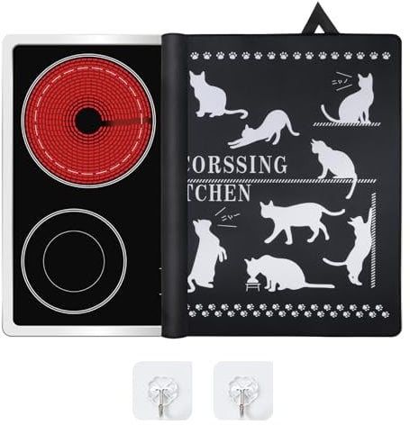 Steharlly Induction Hob Cover 62 x 53 cm, Silicone Fireproof and Waterproof Heat Resistant Hob Cover Plate Glass Ceramic Hob Scratch-Resistant Kitchen Cover Plate with 2 Hooks (C)