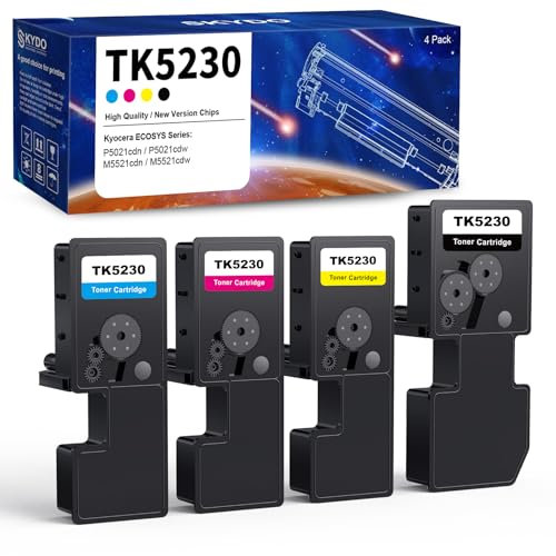 TK5230 Tonerkartusche als Ersatz für Kyocera TK5230 Toner TK5230K TK5230C TK5230M TK5230Y für Kyocera ECOSYS M5521CDN M5521CDW P5021CDN P5021CDW (Schwarz,Cyan,Gelb,Magenta, 4er-Pack)
