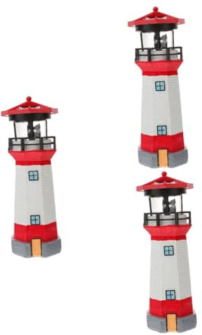BESPORTBLE 3St Solarlichtturm LED-Außenleuchte Solar-Leuchtturm-Gartenleuchten -Dekor IP kreativität Solar-Gartenleuchten Solarleuchten im Freien dekorativ Windmühle schmücken Harz rot