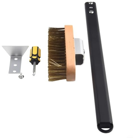 Cepillo ajustable para horno de pizza, cerdas de latón, cepillo de piedra de pizza ajustable, herramienta de limpieza de raspador de acero para horno, parrilla de barbacoa