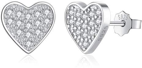 Deyanse Ohrringe Silber 925 Stecker, Silber Ohrstecker für Damen Mädchen Frauen Kinder, Hypoallergen Herz Zirkonia Ohrstecker Ohrringe, 8mm Klein Schlafen Knorpel Ohrstecker für Party Geburtstage