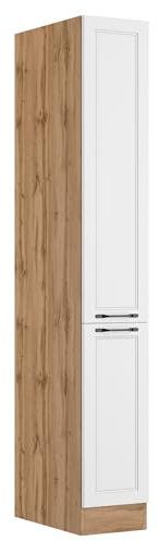 Lomadox Küchenschrank Auszugsschrank Hochschrank Apothekerschrank 30 cm in weiß und Eiche