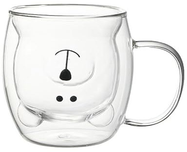 BZVCRTYKL Tasses en Verre résistant à la Chaleur à Double paroi, Tasses à Ours, Tasses à café, jus, Lait, Tasses à Eau for Usage domestique/2692