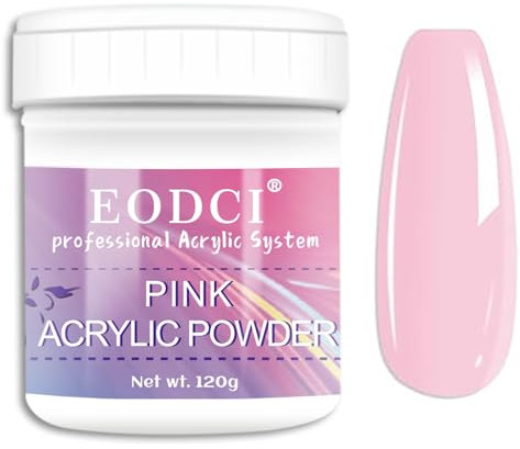 Eodci Poudre Acrylique Rose 120 g, Poudre Acrylique Professionnelle de Grande Capacité pour l'extension Acrylique des Ongles pour la Maison/Salon