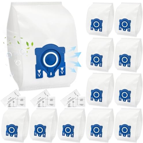 12 sacs d'aspirateur pour aspirateurs Miele GN 3D Classic C1 Complete C2 C3, S227, S400i, S600, S800, S2000, S5000 et S8000 Series Sacs à poussière, sacs haute efficacité
