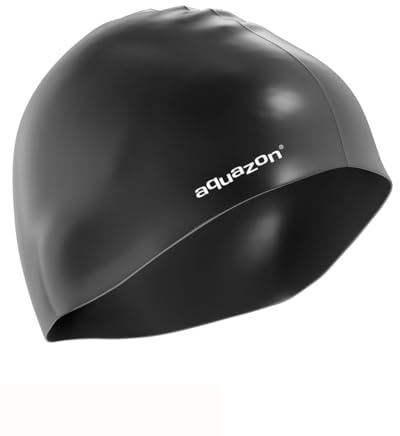 aquazon Premium Badekappe Damen, Herren für Erwachsene - extra Flexibles Silikon für angenehmes Tragegefühl - Bademütze mit UV Schutz - Badehaube inkl. Dry Bag für Aufbewahrung