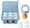 Alimentador de frutas para bebés y moldes para paletas de leche materna, bandeja de silicona para congelar alimentos para enfriar la dentición, alimentador de alimentos para bebés para una (Blue)