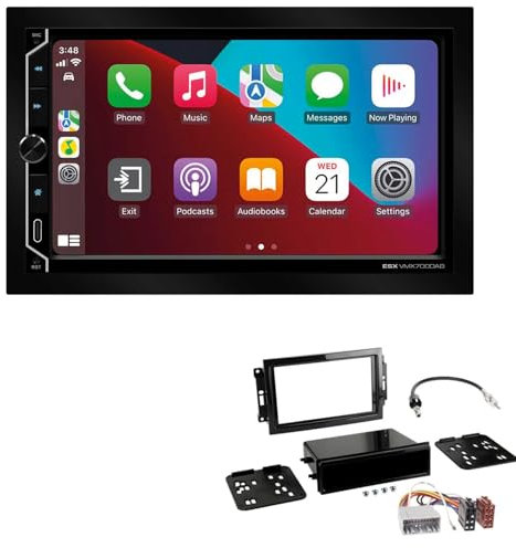ESX VMX700DAB 2-DIN Autoradio kompatibel mit Wireless Apple CarPlay Android Auto Bluetooth DAB+ passend für Dodge Charger 2005-2008 schwarz
